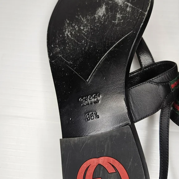 Gucci Interlocking G Web Sandals Black Women's Size 36.5 Designer Slide - Picture 10 of 13
